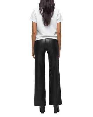 Rosie High Rise Wide Leg faux Leather Jeans in Black