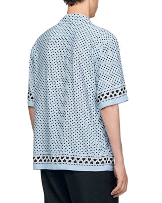 Heart Motif Loose Fit Button Down Shirt