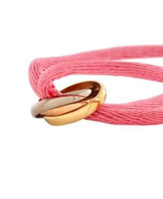 Trinity On Cord Bracelet Silk Cord with 18K Tricolor Gold