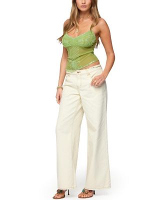 Edikted Azelia Beaded Sheer Chiffon Top