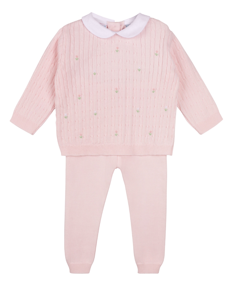 Feltman Brothers Girls' Peter Pan Cable Knit Set - Baby, Little Kid In Pink