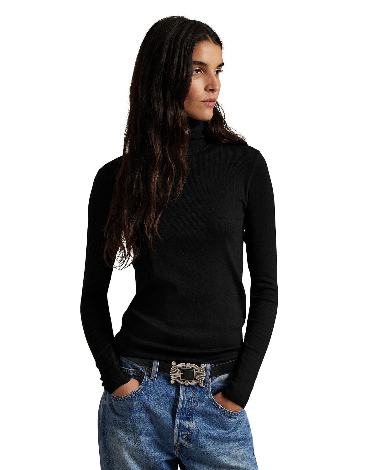 Stretch Blend Turtleneck Sweater