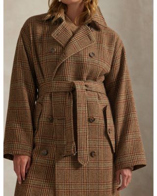 Glen Plaid Wool Trench Coat