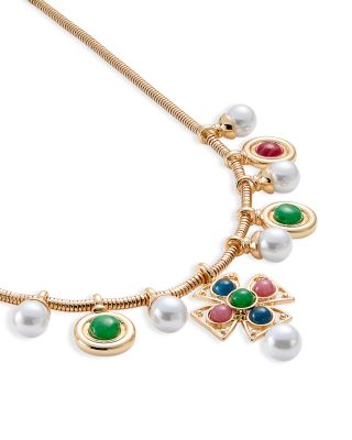 Mixed Stone Cross Necklace, 15" - Exclusive