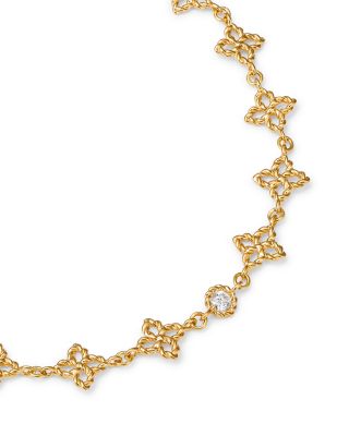 18K Yellow Gold Principessa Diamond Accent Flower Station Link Bracelet