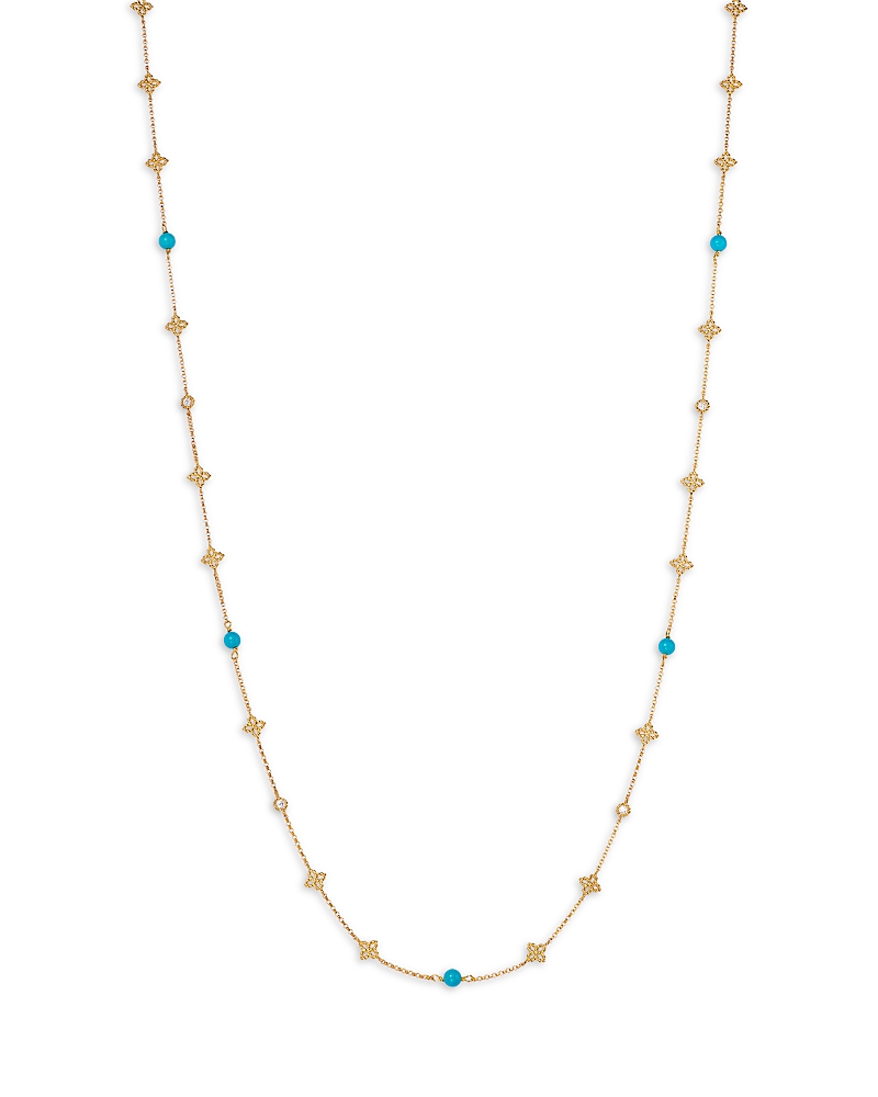 Roberto Coin 18k Yellow Gold Principessa Turquoise & Diamond Long Statement Necklace, 31 In Gold