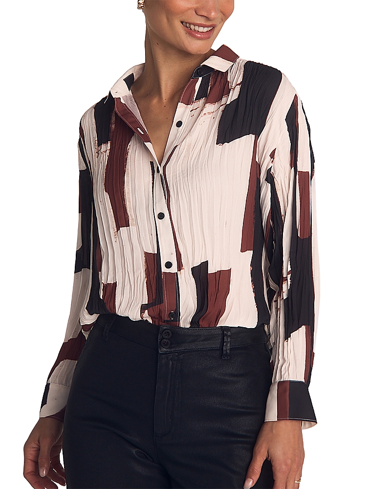 Bella Dahl Art Print Pleated Button-up Shirt In Multi