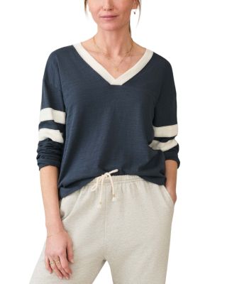 Faherty - Slub Varsity V Neck Top
