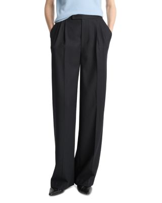 Mid Rise Pleated Wide Leg Pants