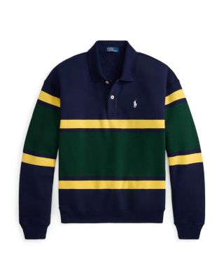 Striped Fleece Long Sleeve Polo Shirt