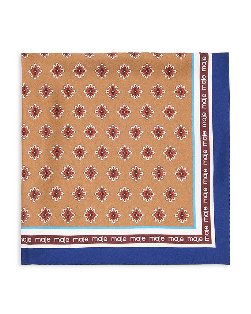 Maje Womens Camel Floral-print Silk Bandana In Brown
