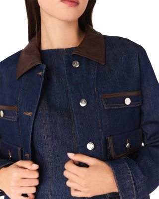 Denim Jacket with Faux Leather