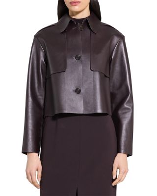 Theory - Cropped Leather Trench Coat