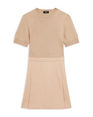 Deep Pleat Combo Mini Dress