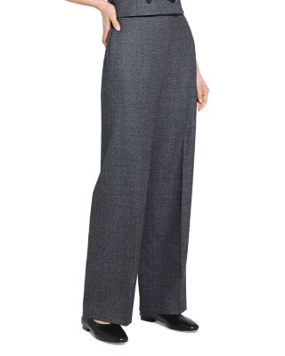 Wool Wide Leg Pull On Pants