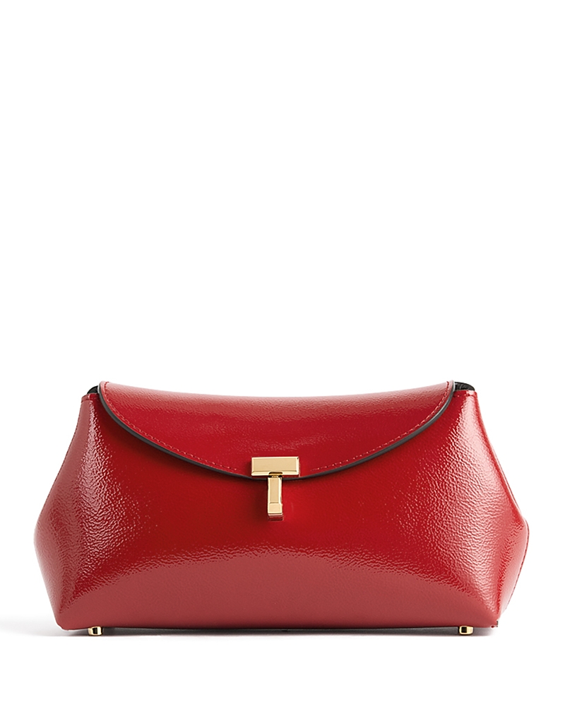 Totême Mini T Lock Naplack Clutch In Red