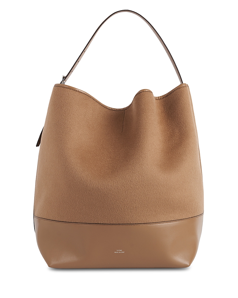 Totême Double Wool Belted Tote In Brown
