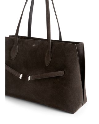 Large Suede Lounge Tote in Dark Brown