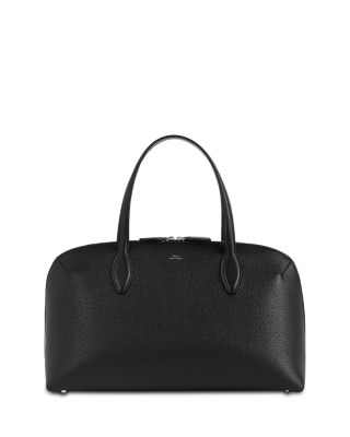 Large Grained-Leather Day Tote in Black 
