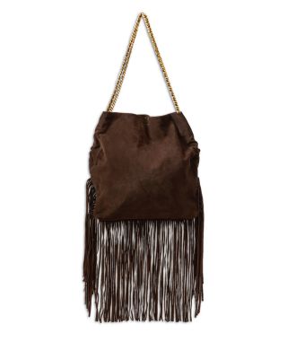 Large Suede Fringe Slouch Shoulder Bag
