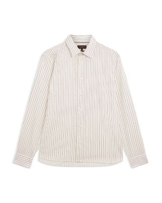 Hangent Regular Fit Branded Stripe Print Cotton Shirt