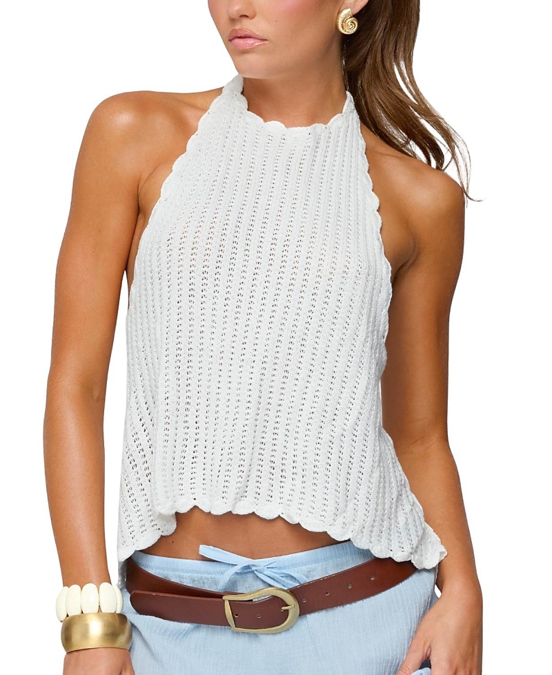 Edikted Ivey Backless Crochet Halter Top
