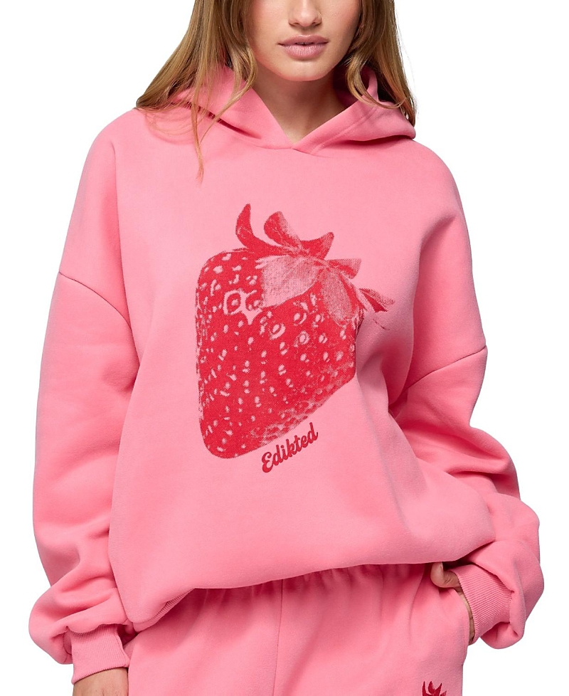 Edikted Strawberry Babe Hoodie In Pink