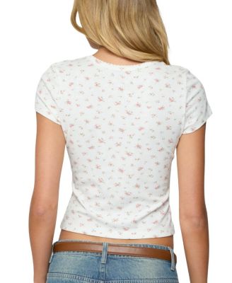  Odella Floral Ribbed Button Up Top