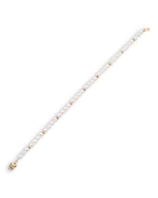 Fine Collection Freshwater Pearl &amp; Gold Rondelle Bracelet in 14K Yellow Gold