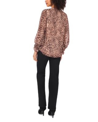 Split Neck Animal Print Top