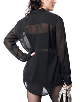  The Empower Sheer Long Sleeve Button Up Shirt