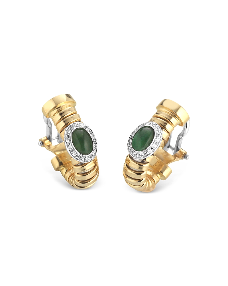 Alberto Milani 18k Yellow Gold Via Giardino Emerald & Diamond Tubogas Huggie Hoop Earrings In Gold