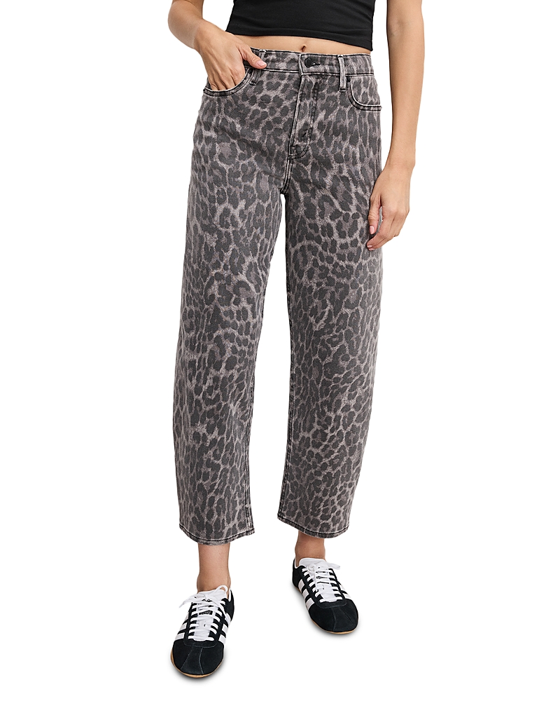 Good American Good Standard Barrel Jeans In Gray Lucky Leopard In Animal Print