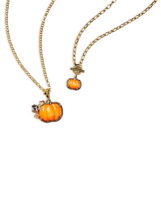 Orange Mother of Pearl Pumpkin Pendant Necklace, 17"