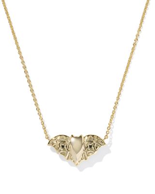 Obsidian Bat Pendant Necklace, 19" 