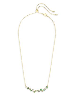 Constella White & Green Crystal Collar Necklace, 14.87"-18.87"