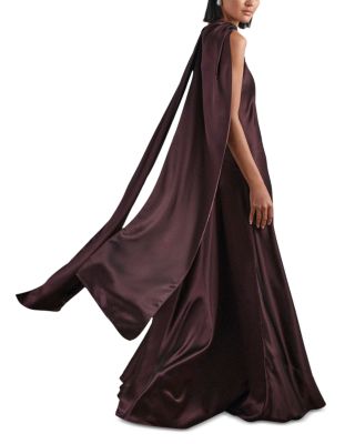Satin Cape Maxi Dress