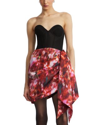 Mixed Media Wrap Mini Dress