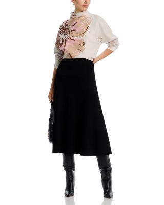 Funnel Neck Floral Print Sweater