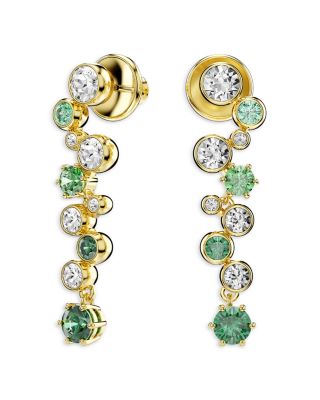 Constella White & Green Crystal Linear Drop Earrings