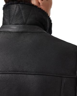 Correz Shearling Trim Leather Biker Jacket