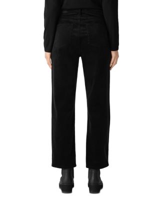 Corduroy High Rise Ankle Jeans in Black