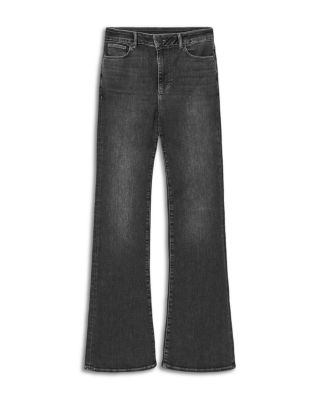 Maisie High Rise Flared Jeans in Washed Grey