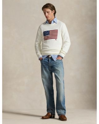 Cotton American Flag Regular Fit Crewneck Sweater