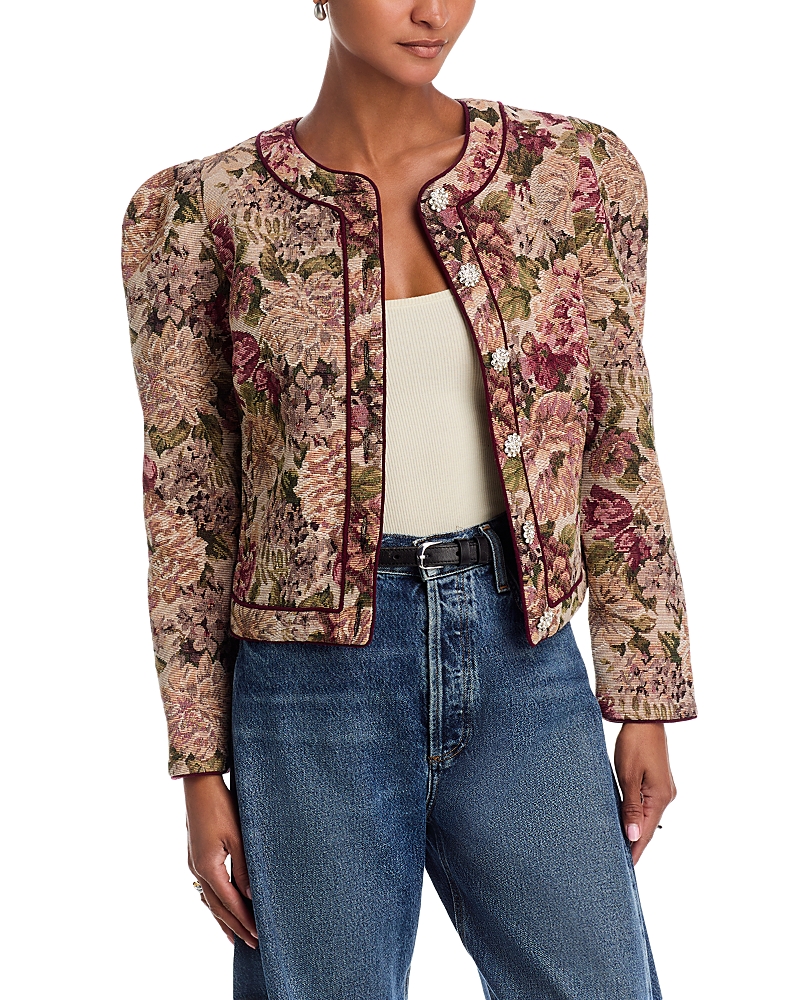 Aqua Tapestry Puff Sleeve Jacket - Exclusive In Multi