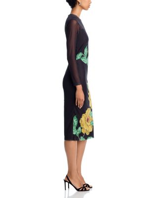 Mesh Floral Midi Dress - Exclusive