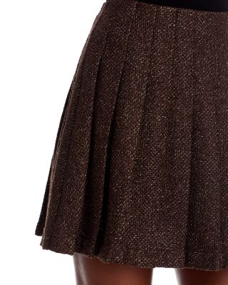 Pleated Mini Tweed Skirt - Exclusive