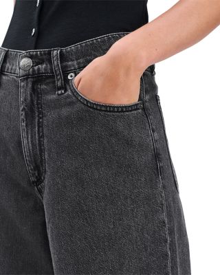 High Rise Wide Leg Ankle Jeans in Raven