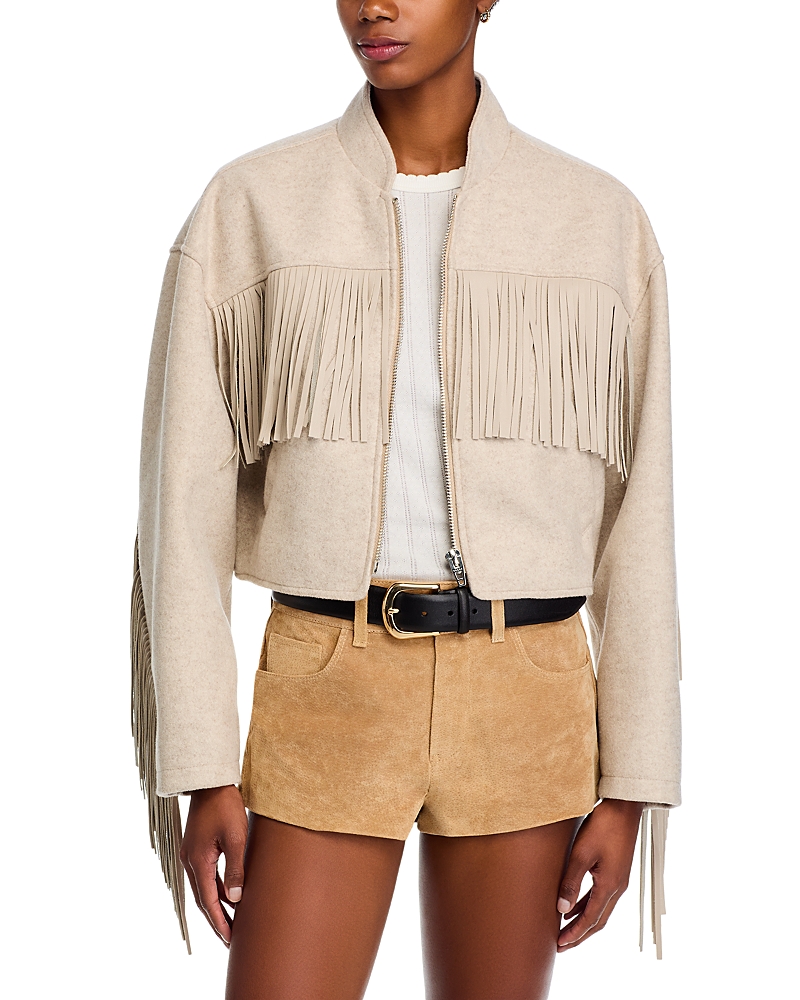 Blanknyc Fringe Crop Jacket In Neutral