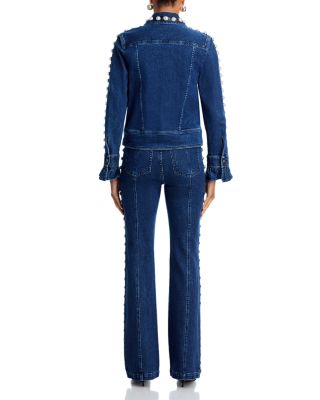 Embellished High Rise Slim Jeans in Oceane